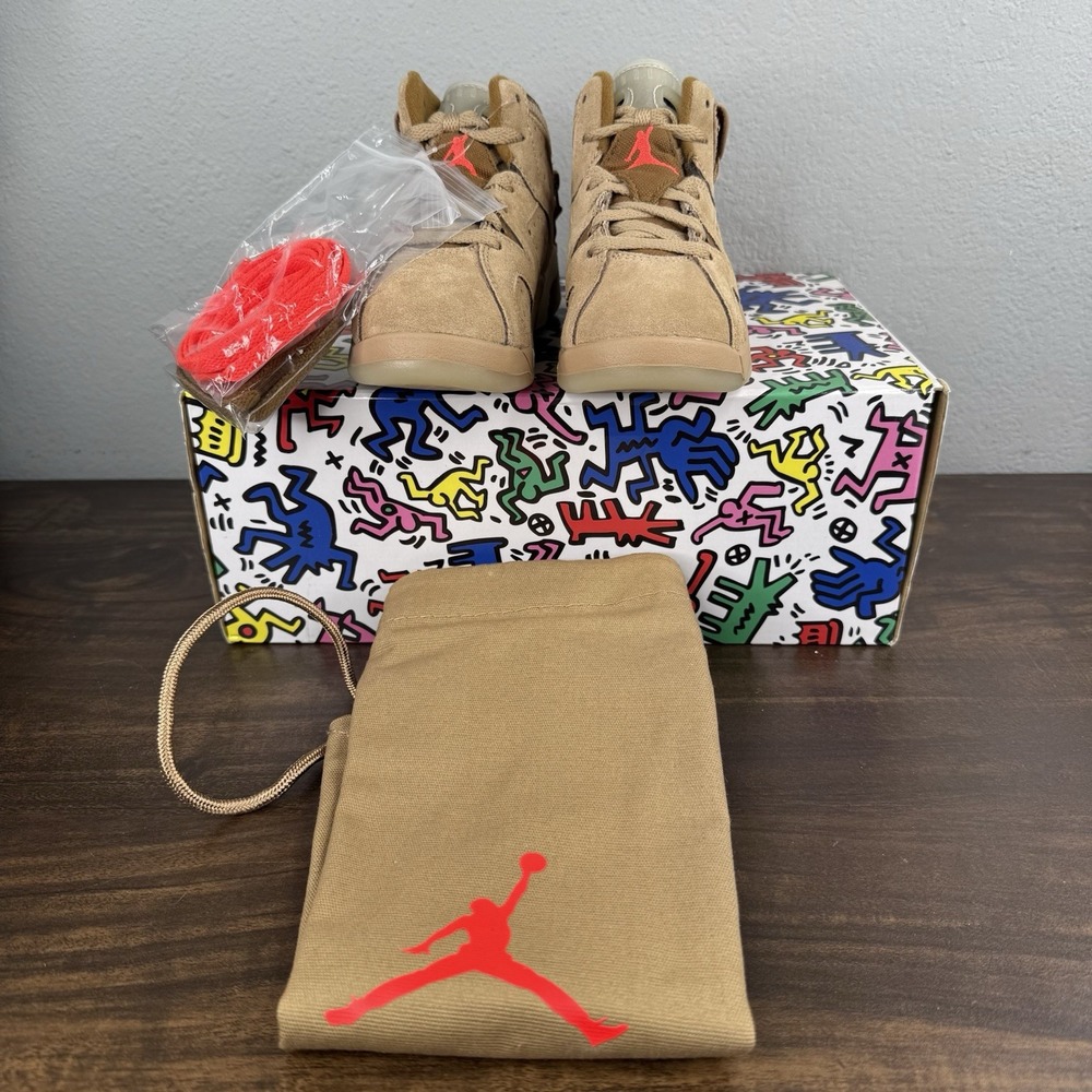 Travis Scott x Air Jordan 6 Retro PreSchool British Khaki DH0693-200 Size 11c - Picture 6 of 14